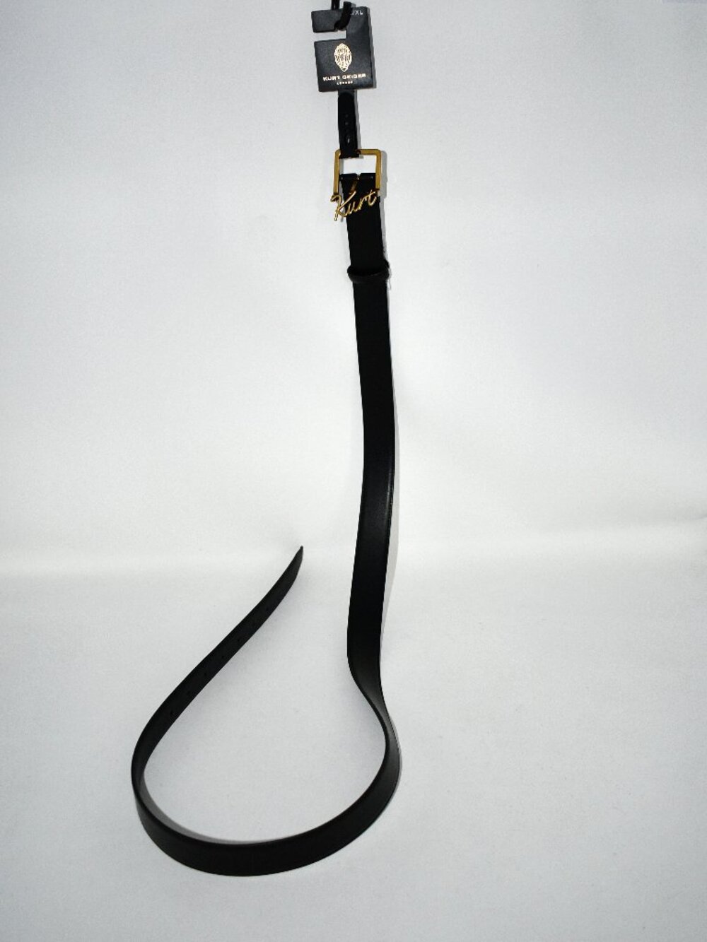 Kurt Geiger Kurt Script Leather Belt In Black Size: L/XL # KGWB562834-0 NWT